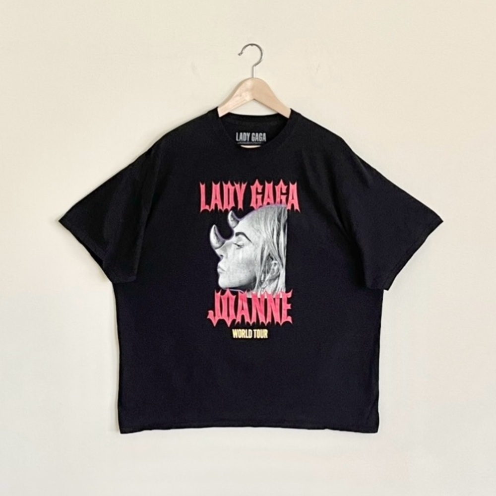 Lady Gaga 2017 Joanne World Tour Graphic Black T Shirt Adult size 2XL